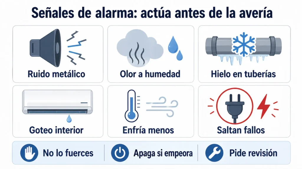 Señales de alarma en el aire acondicionado antes de una avería