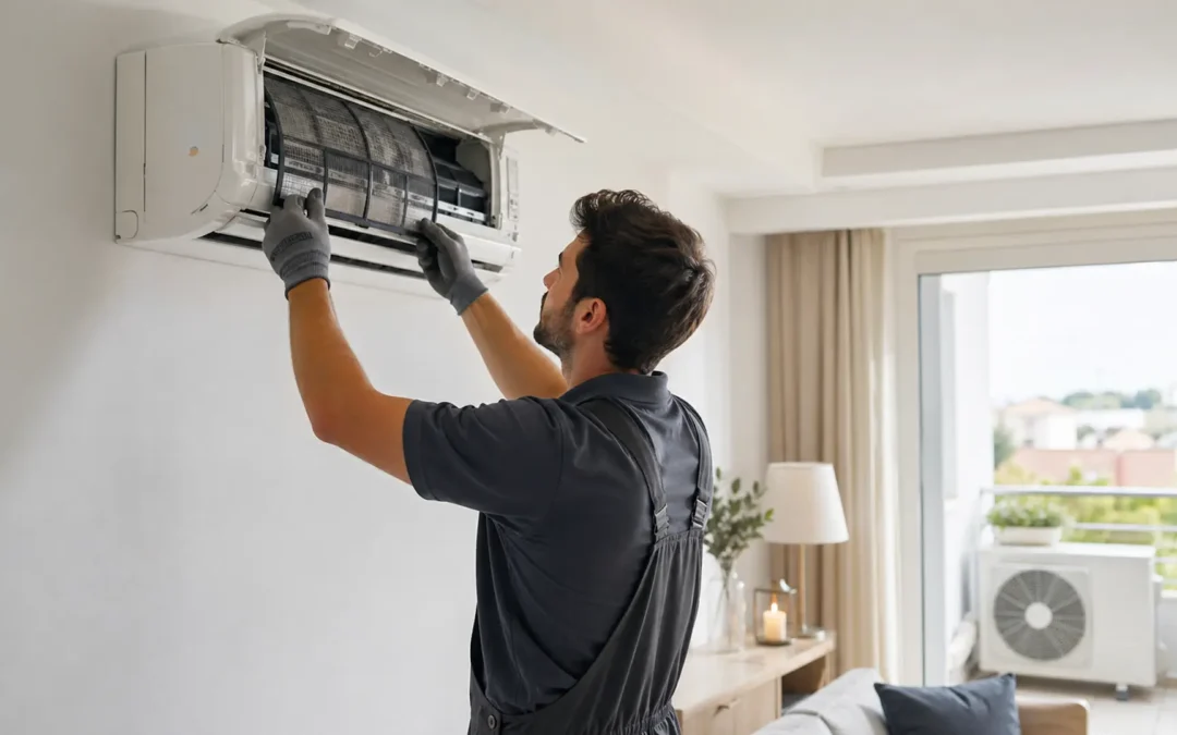 Mantenimiento del aire acondicionado con revisión de filtros