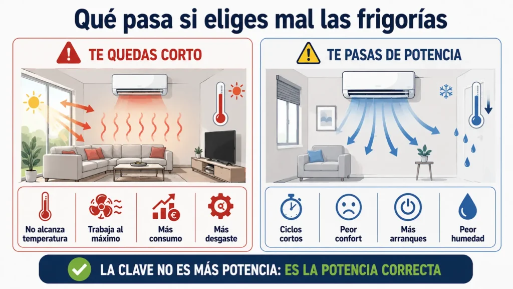 Consecuencias de elegir mal las frigorías del aire acondicionado