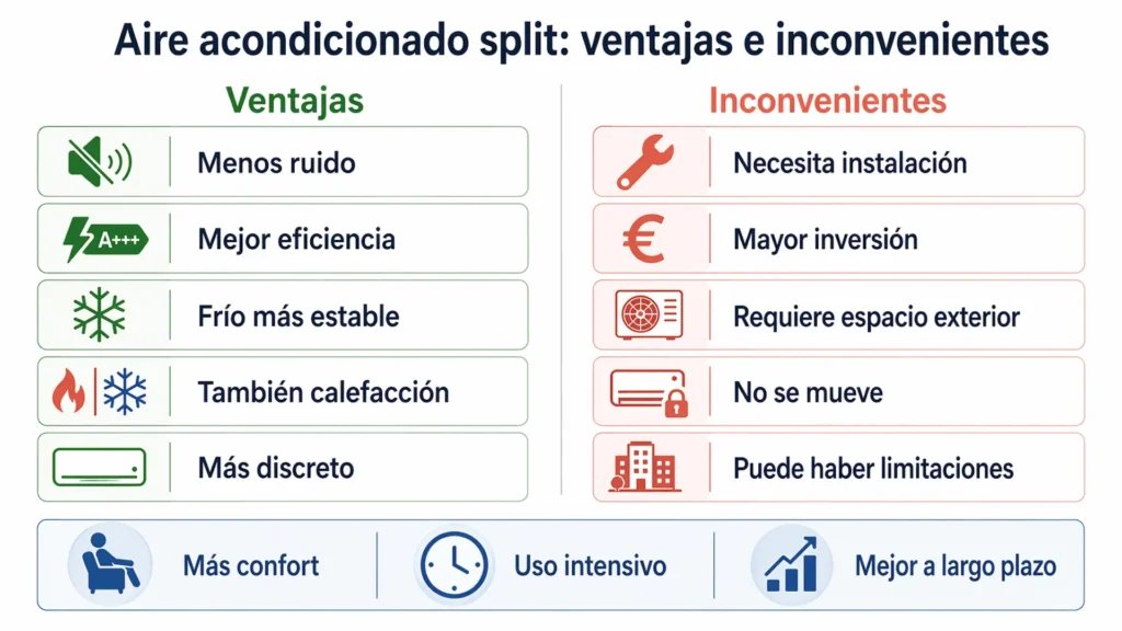 Ventajas e inconvenientes del aire acondicionado split