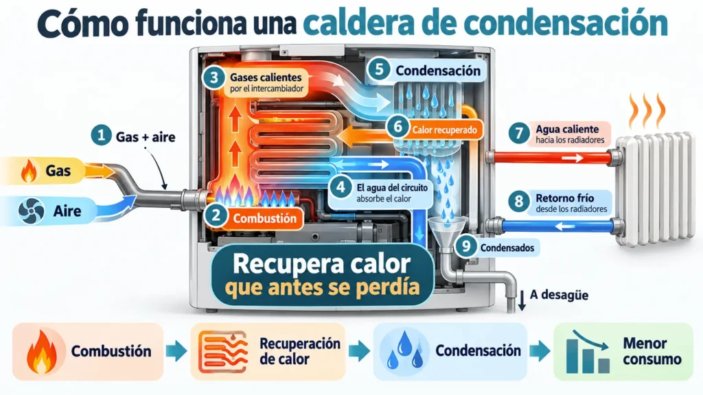Cómo funciona una caldera de condensación