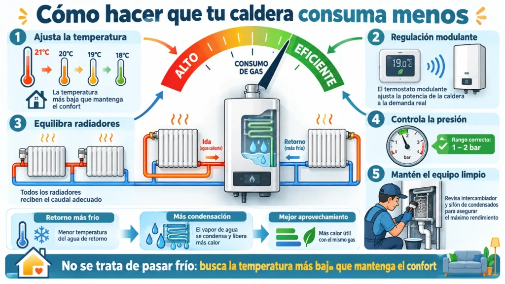 Cómo reducir el consumo de una caldera de condensación