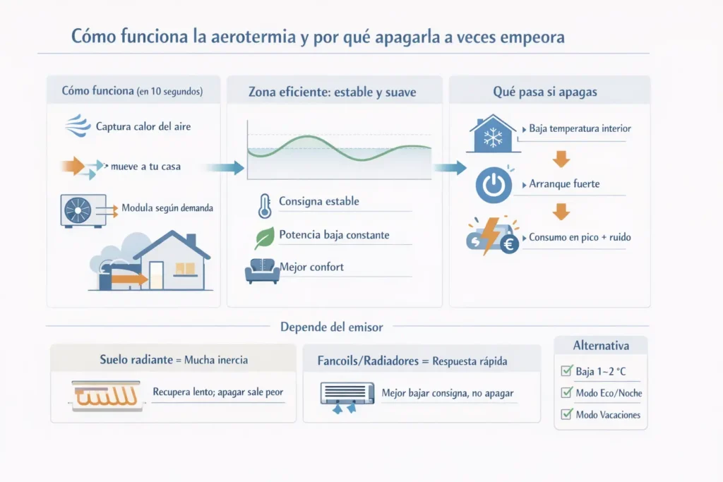 Cómo funciona la aerotermia y efectos de apagarla