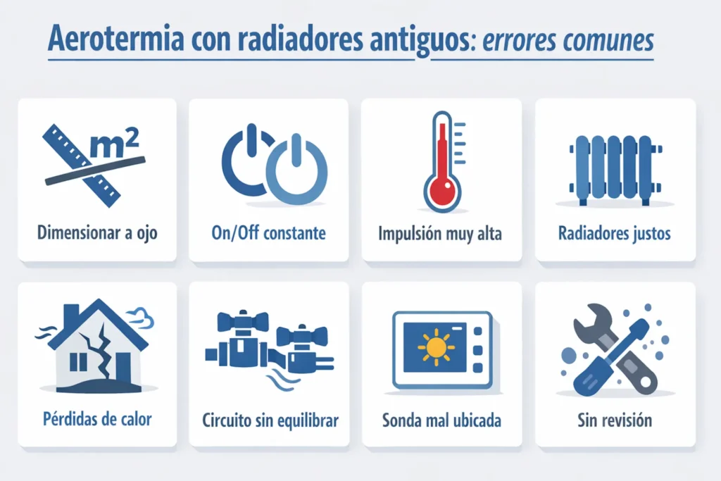 Errores comunes al usar aerotermia con radiadores antiguos