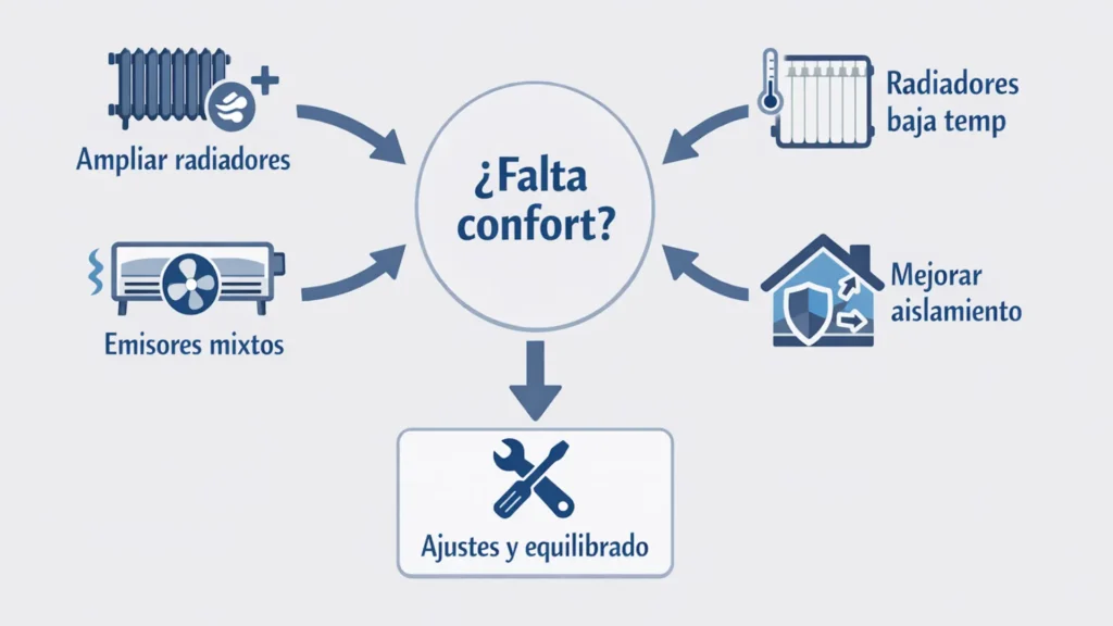 Soluciones si la aerotermia con radiadores antiguos no calienta suficiente