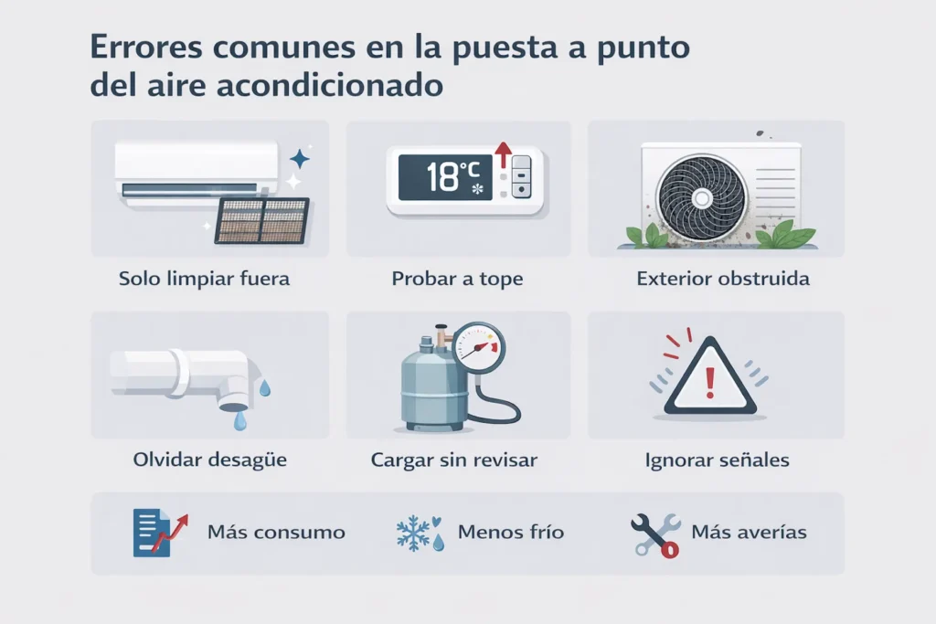 Errores comunes en la puesta a punto del aire acondicionado