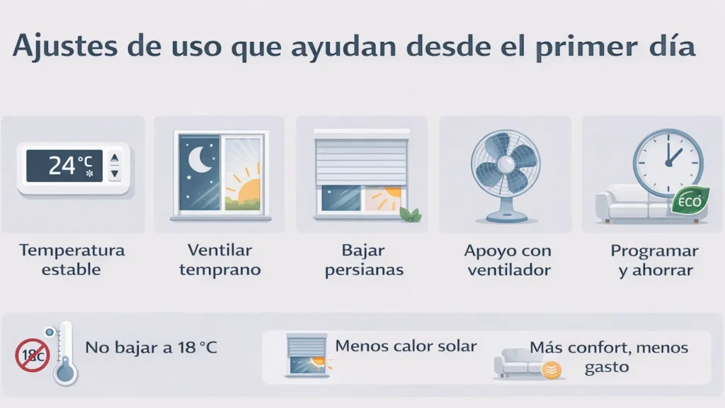 Ajustes de uso que ayudan desde el primer día en el aire acondicionado